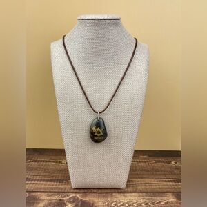 Jewish Christian Hebrew Star of David Sea Of Galilee Stone Pendant Necklace